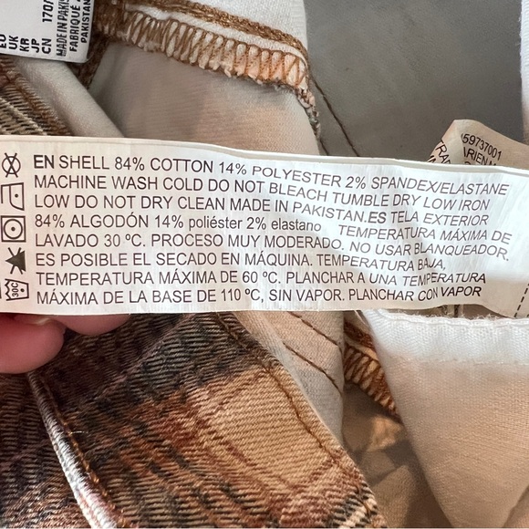 Forever 21 Tan Plaid Flare bell bottom Jeans size 31 B144 - Picture 3 of 4